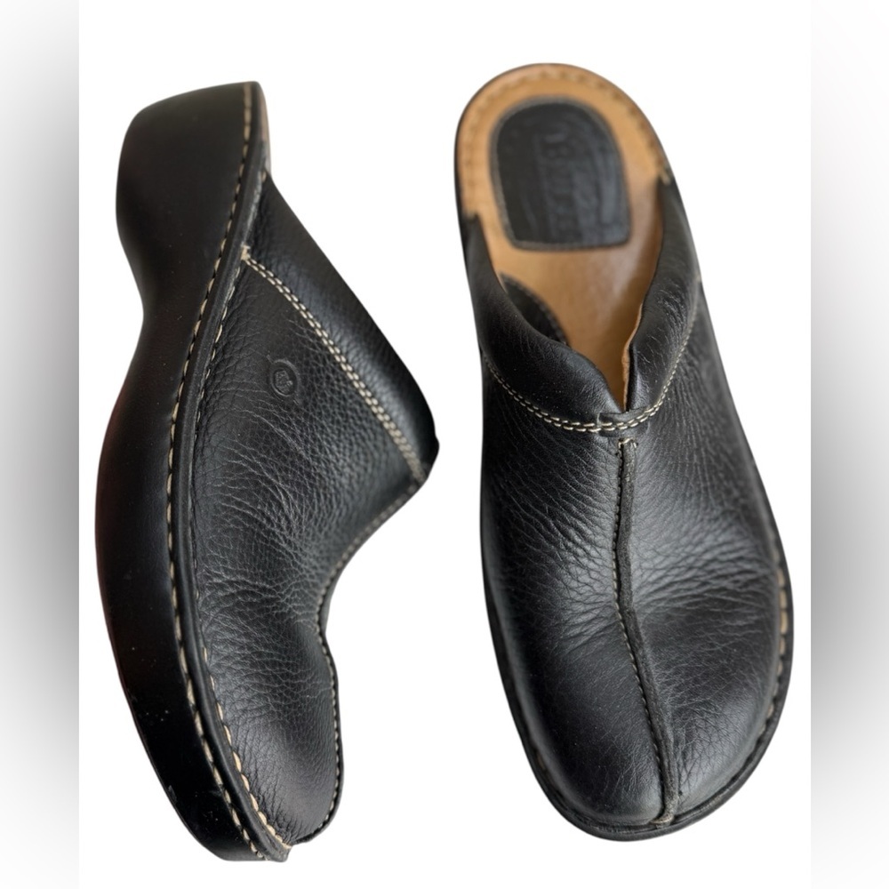 Born Leather Clogs Size 9 Chunky Slip-on Mules Boho Comfort Shoes Academia
